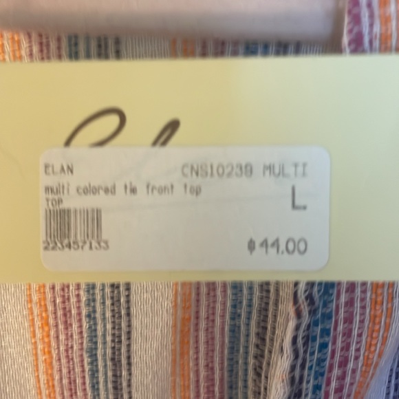 Elan multi-colored striped crop top with tie - Picture 7 of 7